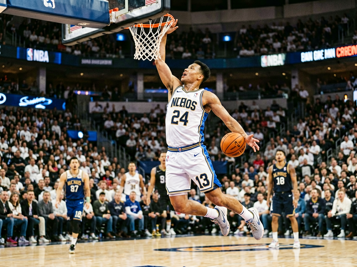 篮球赛事精彩扣篮——NBA常规赛球员空中扣篮的精彩画面